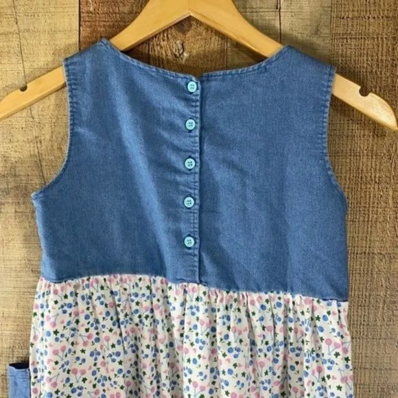 Jelly The Pug Adina Dress Blue Bow Denim‎ Floral A Line - Picture 5 of 7